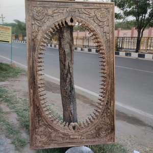 Wooden carved Oval wall mirror frame/wood frame/wall  frame/antique style mirror frame/vintage style frame/bathroom mirror/console mirror