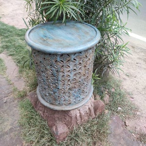 Indian Carved Coffee table,round coffee Table, wooden side Table,wooden jali table,vintage wooden table,carved wood table,low height table