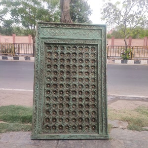 Ethnic vintage carved wood & distressed door/ handcarved door/indian door/Wall Decor/ethnic door/ handcarved brass door/wooden door panels.