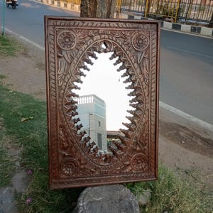 Wooden carved wall mirror frame/carved wood frame/wall frame/antique style mirror frame/vintage style frame/bathroom mirror/console mirror.