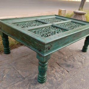 Indian coffee table with carving & distressed/wooden sofa table/wooden center table/handmade coffee table/indian coffee table/distress table