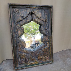Wooden vintage carved & painted mirror frame,Wall Decor frame,Wall Hanging frame,carved wood frame,artistic wooden frame,wooden mirror frame