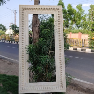 Wooden carved rectangle wall mirror frame/wood frame/wall frame/antique style mirror frame/vintage style frame/bathroom mirror/console mirro