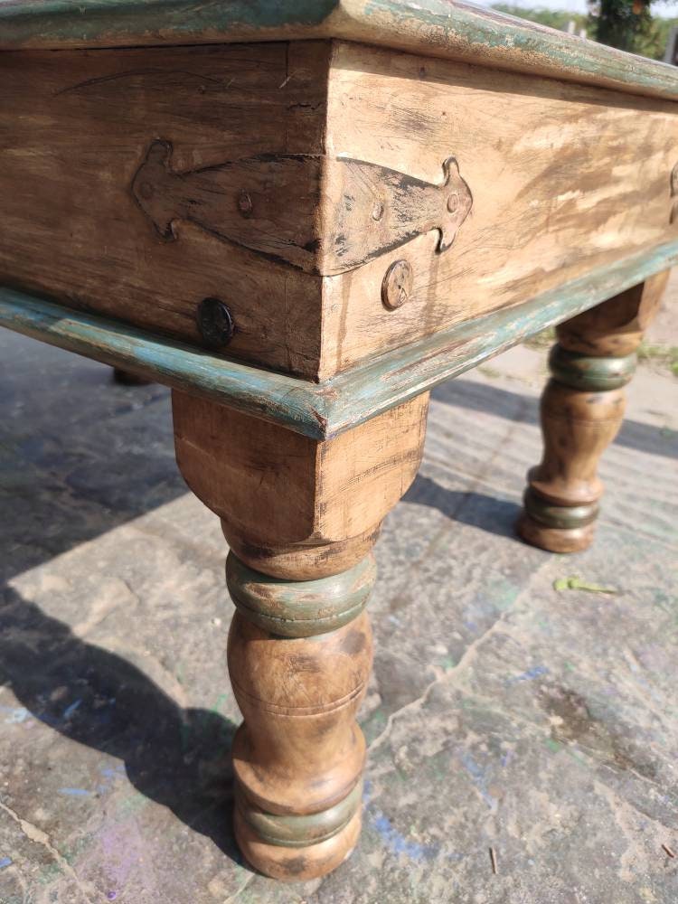 EXCEFUR Modern Coffee Table, Industrial Wood And Barbados
