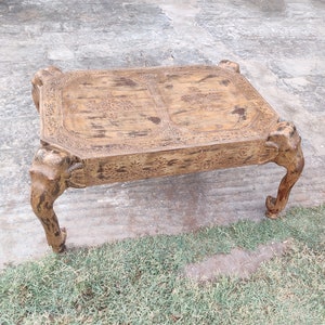 Wooden elephant design coffee table/wooden sofa table/wooden center table/handcarved coffee table/indian coffee table/distressed wood table.