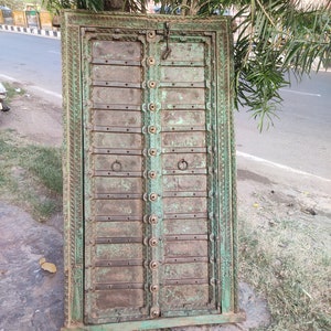 Antique vintage wooden carved & brass work Window door/handcarved window/Wooden Wall Decor/ethnic wooden door/reclaimed door/historical door