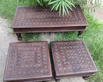 Wooden Vintage Style Handcarved Indian Chowki/home Decor Table/indian ...