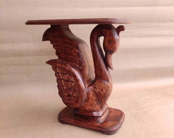 Wooden  Handmade  Decorative Swan Shape Stool, painted stool/bird stool/wooden bird stool/carved wood table/bird carved table/swan table