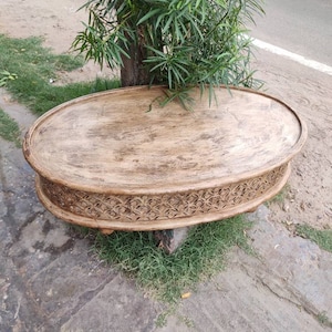 Indian Carved wooden oval cofee table,carved jali table, wood carved coffee Table,Indian coffee table,oval cofee table,wooden center table