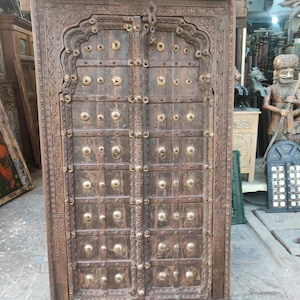 Antique vintage wooden carved & brass work Window door/handcarved window/Wooden Wall Decor/ethnic wooden door/handcarved window/ethnic door
