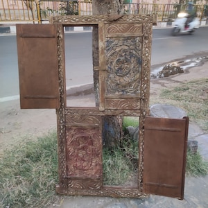 Ethnic vintage style hand carved wooden Window/handmade wooden window/window frame/Wall Decor/artistic window/ handcrafte window/wooden wind