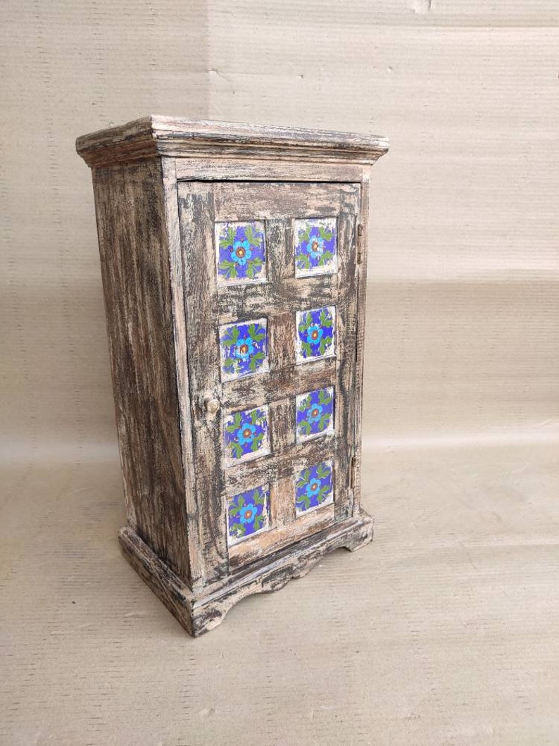 Bedside Tableswooden Small With Ceramic Tiles Fitted and