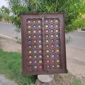 Vintage style ethnic handcarved wood & brass work Window/handmade window/window frame/ethnic wood window/ handcrafte window/wooden window