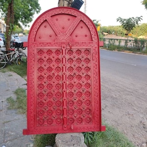Vintage style wooden carved & brass work window/handcarved window/Wooden Wall Decor/ethnic window/handcrafte window/rajasthani wood  window.