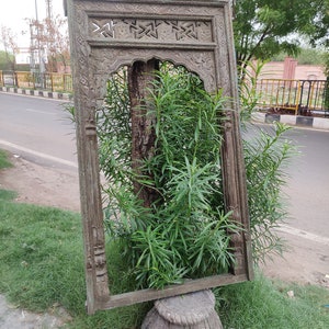 wooden carved & distressed finished mirror frame Wall Decor,Wall Hanging,carved wood frame,vintage frame,wooden mirror frame, jharokha frame