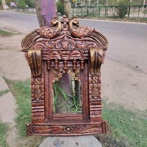 Indian carved and painted peacock design jharokha /rajasthani jharokha/photo frame/wooden mirror frame/ wooden photo frame/handcarved frame