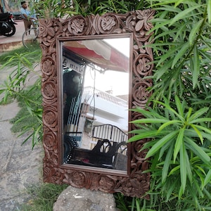 Wooden carved wall mirror frame/carved wood frame/wall frame/antique style mirror frame/vintage style frame/bathroom mirror/console mirror.