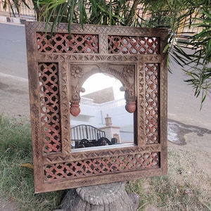 Handmade carved wooden mirror frame /vintage style finished mirror frame / photo frame/ mirror frame/ wooden mirror frame/jali carved frame