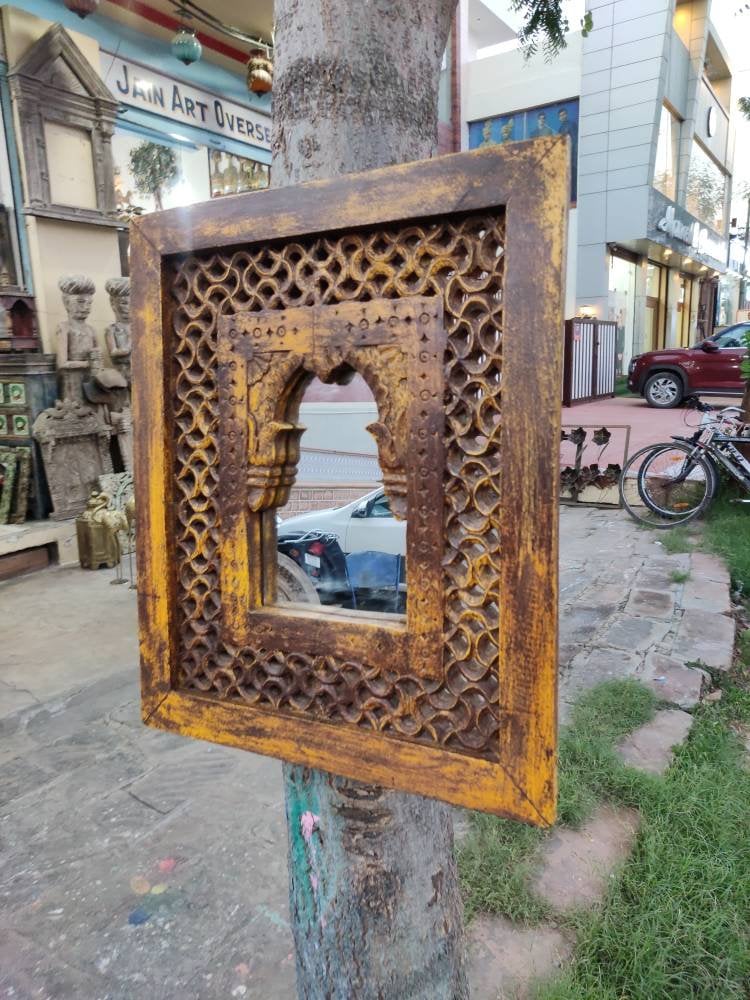 Handmade carved wooden mirror frame /vintage style finished mirror frame / photo frame/ mirror frame/ wooden mirror frame/jali carved frame