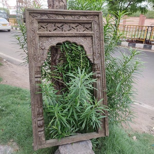 wooden carved & distressed finished mirror frame Wall Decor,Wall Hanging,carved wood frame,vintage frame,wooden mirror frame, jharokha frame