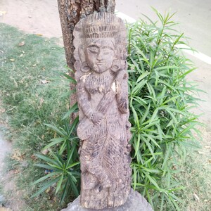 Antique vintage solid wood figure/home decor/ table decor/wood table decor/handmade wood statue/tribal wood figure/ wood handcarved figure.