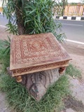 Wooden vintage Handmade Indian Chowki\/Home Decor table\/Indian low table\/Wooden Handmade Bajot,wooden chowki,wooden side Table,carved chowki