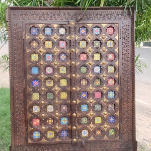 Tradition style ethnic handcarved wood & brass work Window/ handmade window/window frame/ethnic wood window/ handcrafte window/wooden window