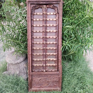 Ethnic vintage carved wood & brass work Window/ handmade window/window frame/Wall Decor/ethnic wood window/ handcrafte window/wooden window