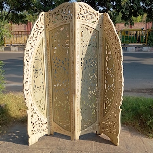 Ethnic vintage style carved partition/handmade partition/distressed finished/wooden partition/carved panels/jali carved partition/screen