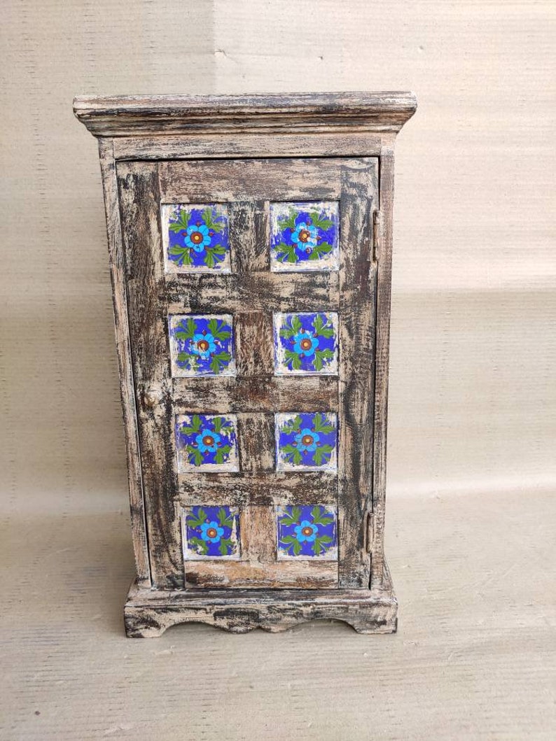 Bedside Tableswooden Small With Ceramic Tiles Fitted and