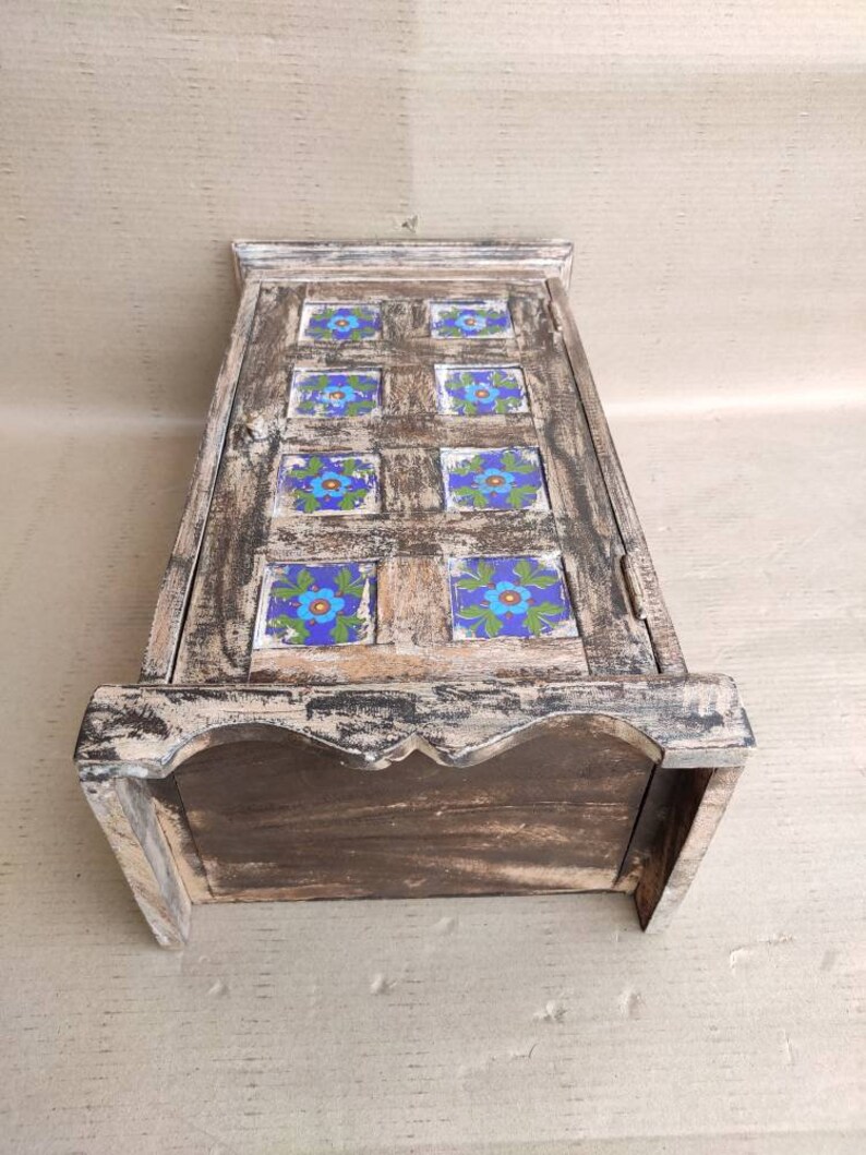 Bedside Tableswooden Small With Ceramic Tiles Fitted and