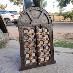 Wood carved vintage style mirrors & brass work window/wall decor window/handcrafte window/wall art window/wooden vintage window/wood window