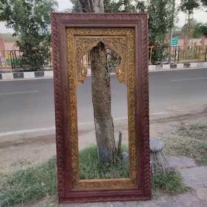 Wooden carved rectangle wall mirror frame/wooden frame/wall frame/antique style frame/vintage style frame/bathroom mirror/console mirror.