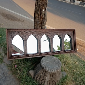 Ethnic vintage style carved wall decor mirror frame/handmade mirror frame/artistic frame/wood jharokha/wooden mirror frame/handcarved frame.