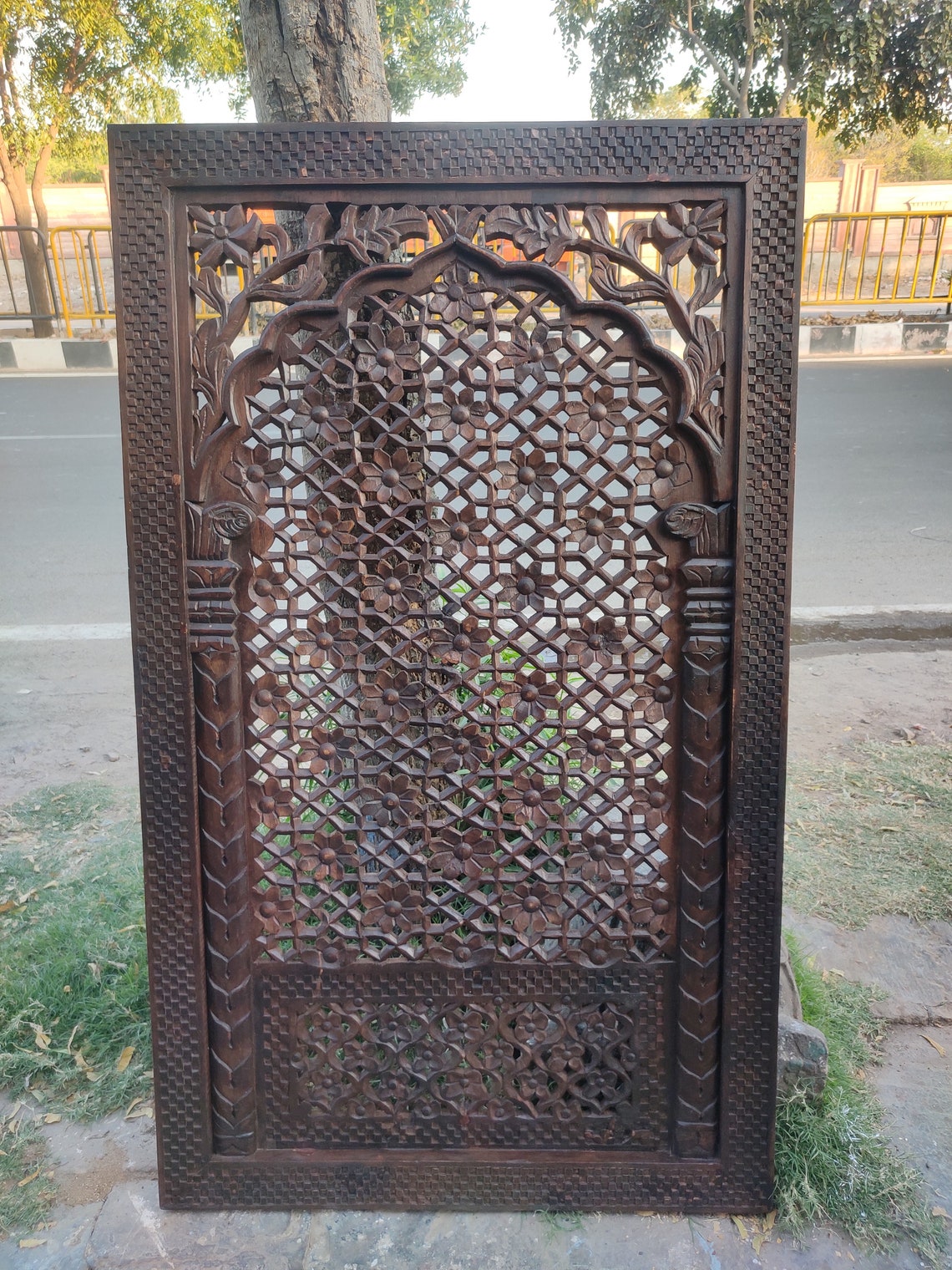 Octagonal Jali Frame Intricate Jali Frame - Carved Wooden Wall Decor Panel | Indian Unique ...