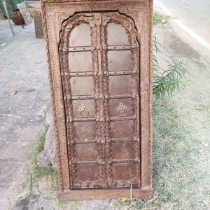 Antique vintage carved wood & brass work Window/ handmade window/window frame/Wall Decor/ethnic wood window/ handcrafte window/wooden window