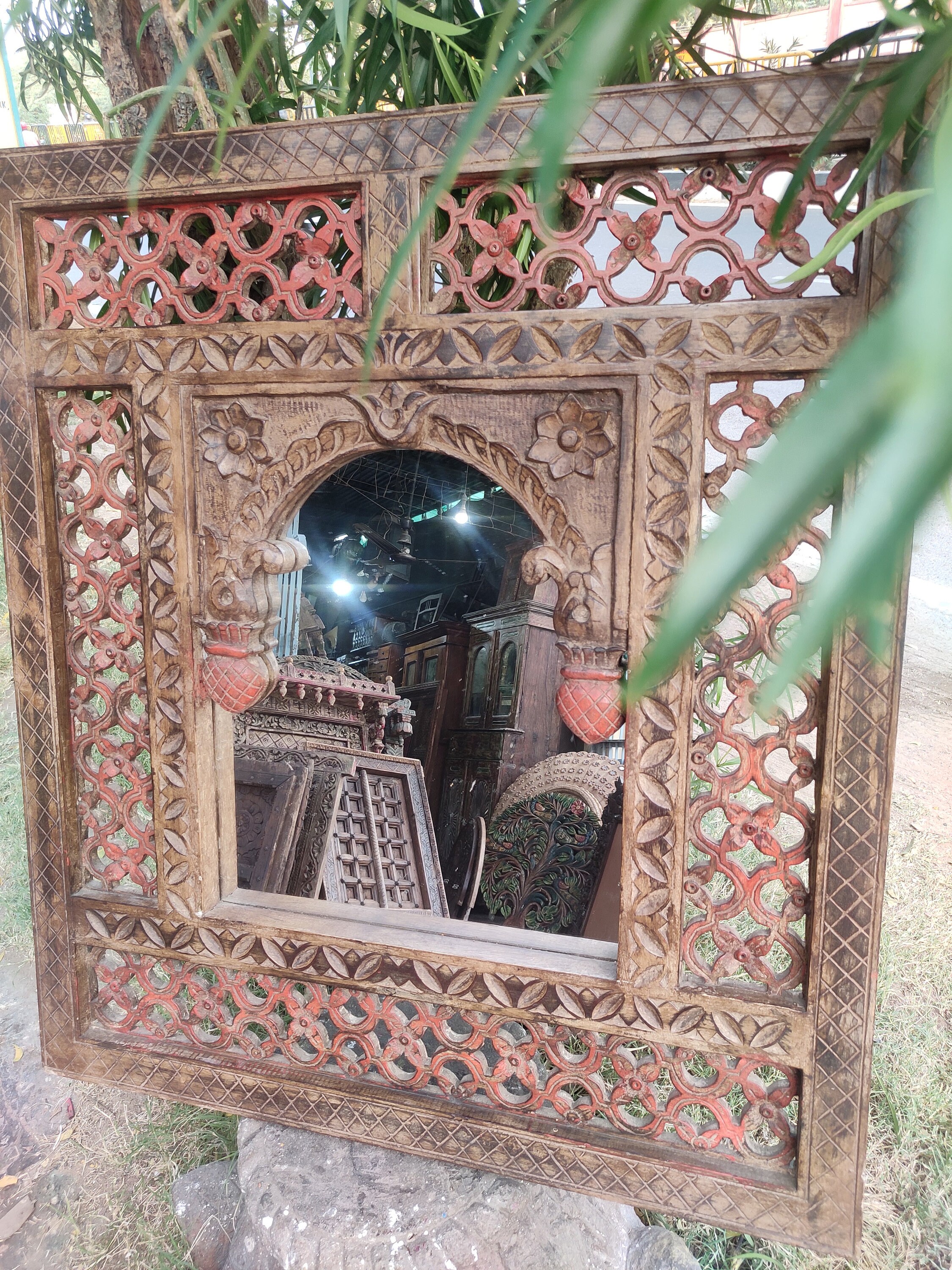 Octagonal Jali Frame Handmade Jali Carved Wooden Mirror/ Photo Frame, Indian Vintage Style ...
