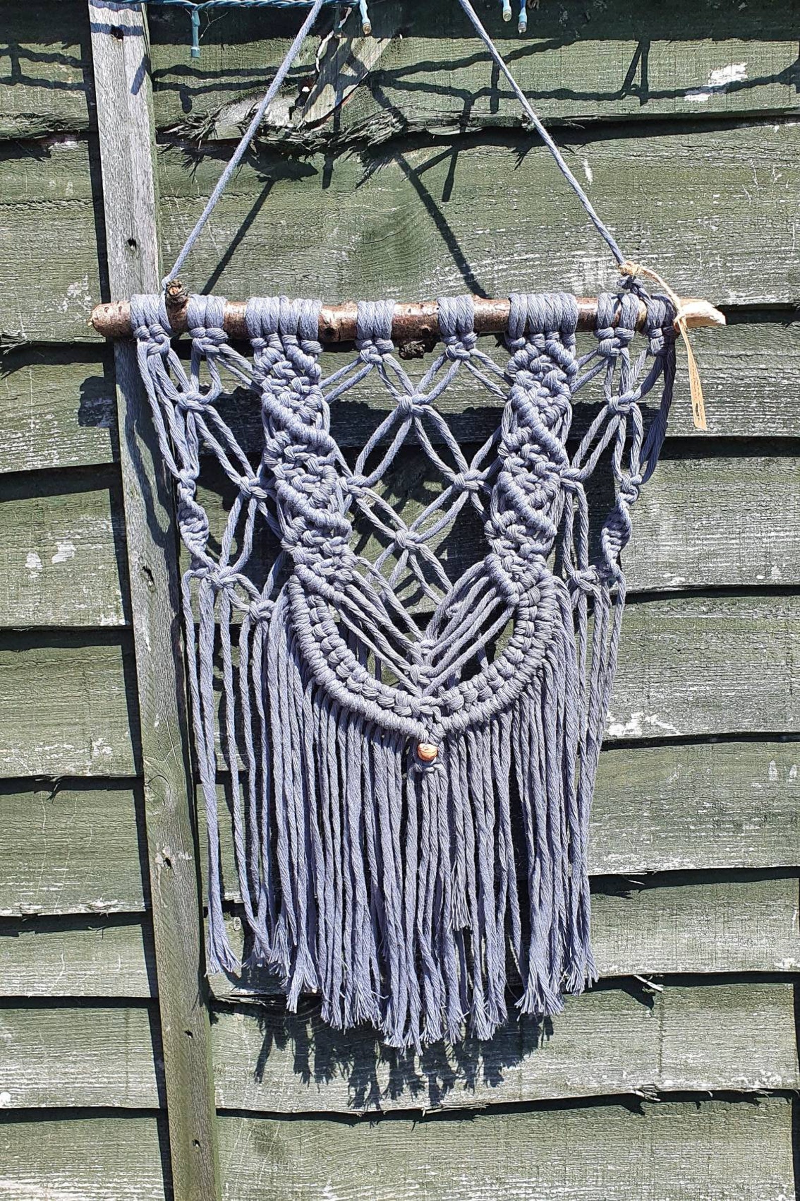 Handmade Macrame Wall Hanging in Steel Grey Etsy