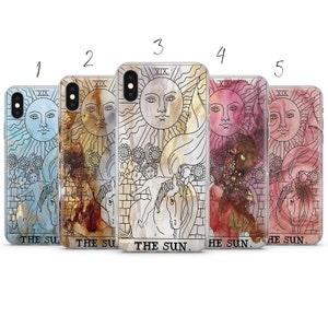 The SUN tarotkaart collage marmer Esthetisch telefoonhoesje voor iPhone, Galaxy, Huaw 12 11 8 Xs Max Pro X P40 5 6 6s 7+ 8+ plus 15 16
