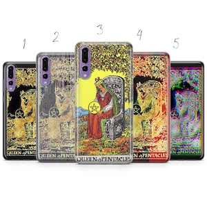 Funda para teléfono con diseño de la reina de los pentágonos, con monedas y cartas del tarot, para Huawei, iPhone, Samsung 12, 11, 8, Xs Max, Pro, X, P40, 5, 6, 6s+, 7+, 8+ plus