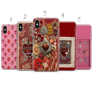 Sacred heart, Milagros , red ex voto phone case cover compatible for Pixel Samsung iPhone Huawei 11 12 13 14 6 22 23 Ultra Fe Pro Max 15