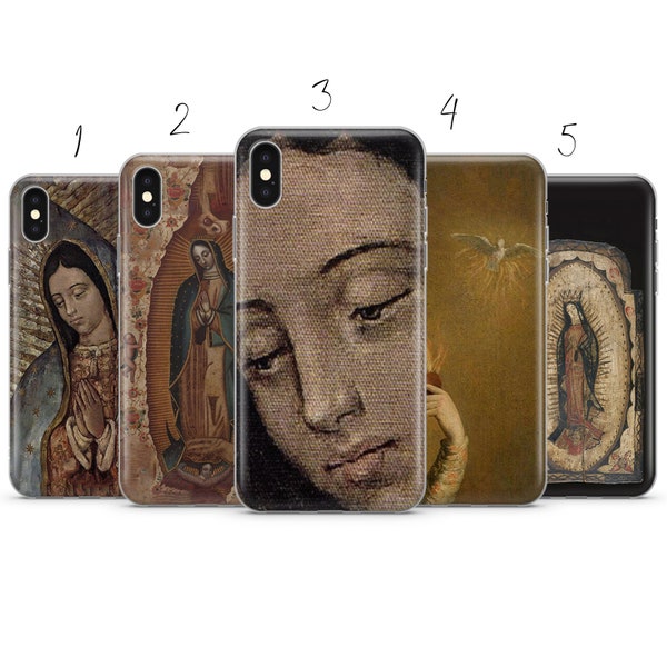 Virgen de Guadalupe, Funda de teléfono de la Sagrada Virgen María compatible con Pixel Samsung iPhone Huawei 11 12 13 14 6 22 23 Ultra Fe Pro Max 15