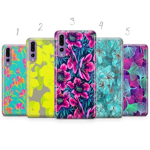 Funda de teléfono con diseño floral rosa neón brillante, amarillo, azul, verde y morado para Pixel Samsung iPhone Huawei 11 12 13 14 6 22 23 Ultra Fe Pro Max