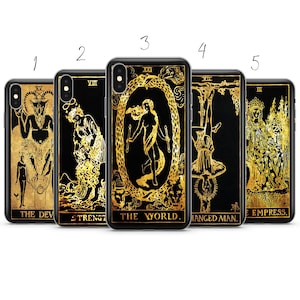 Zwart-gouden tarotkaart Esthetisch telefoonhoesje geschikt voor Pixel Samsung iPhone Huawei 11 12 13 14 6 22 23 Ultra Fe Pro Max 15 16