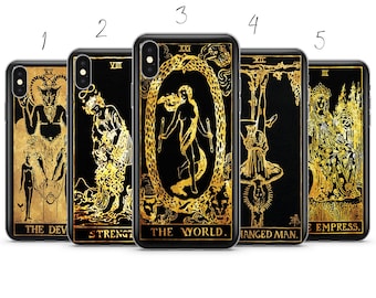 Black and gold tarot card Aesthetic phone case cover compatiable for Pixel Samsung iPhone Huawei 11 12 13 14 6 22 23 Ultra Fe Pro Max 15