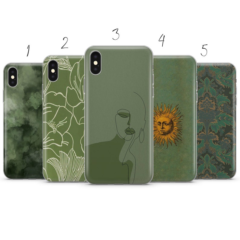 Olive green aesthetic phone case cover compatible with for Pixel Samsung iPhone Huawei 11 12 13 14 6 22 23 Ultra Fe Pro Max 15 image 1