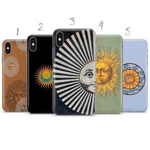 Custodia per telefono Hippie con stampa sole e luna, custodia per telefono Pixel, Samsung, iPhone, Huawei 11, 12, 13, 14, 6, 22, 23, Ultra Fe, Pro Max, 15, 16