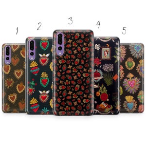 Sacred heart Meican pattern folk art phone case cover compatible with for Pixel Samsung iPhone Huawei 11 12 13 14 6 22 23 Ultra Fe Pro Max