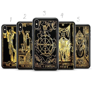 Custodia per telefono estetica con tarocchi neri e oro compatibile con Pixel Samsung iPhone Huawei 11 12 13 14 6 22 23 Ultra Fe Pro Max 16
