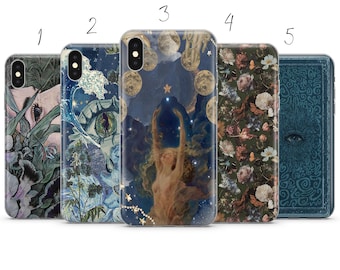 Fairy Dark Blue Grunge cottage core floral aesthetic phone case cover for Pixel Samsung iPhone Huawei 11 12 13 14 6 22 23 Ultra Fe Pro Max